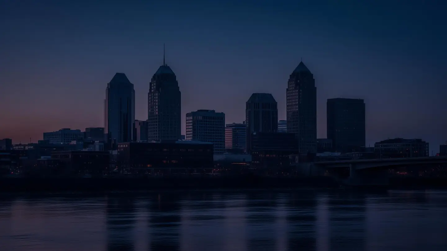 Cincinnati skyline at dusk